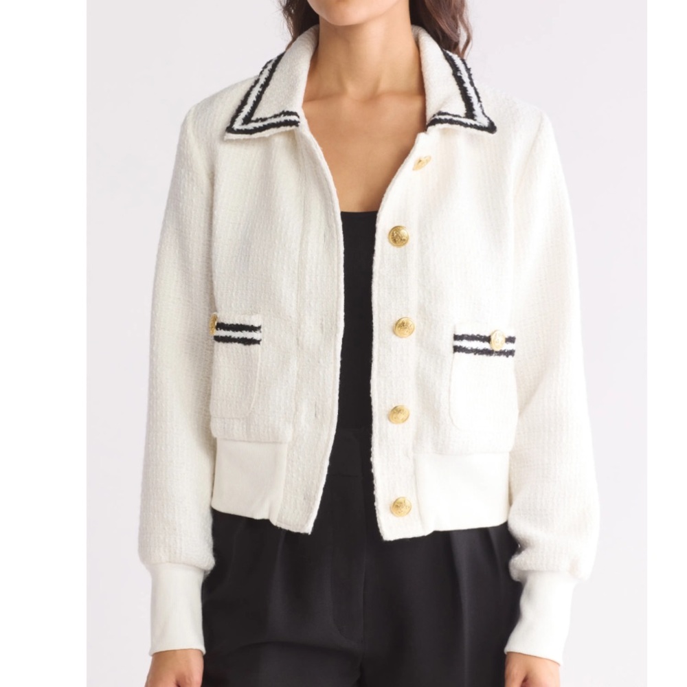 Ellen Tracy Tweed Bomber Jacket - Picture 2 of 9